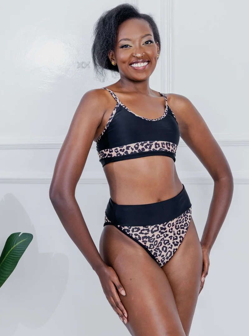 Shells Attic Swimwear Suit Bikini - Black Print