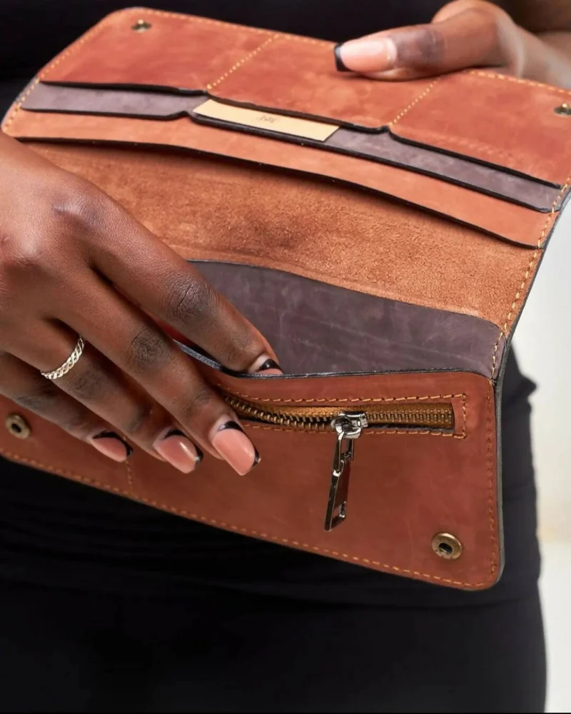 Mubi Leather Kawara Ladies Walllet - Brown