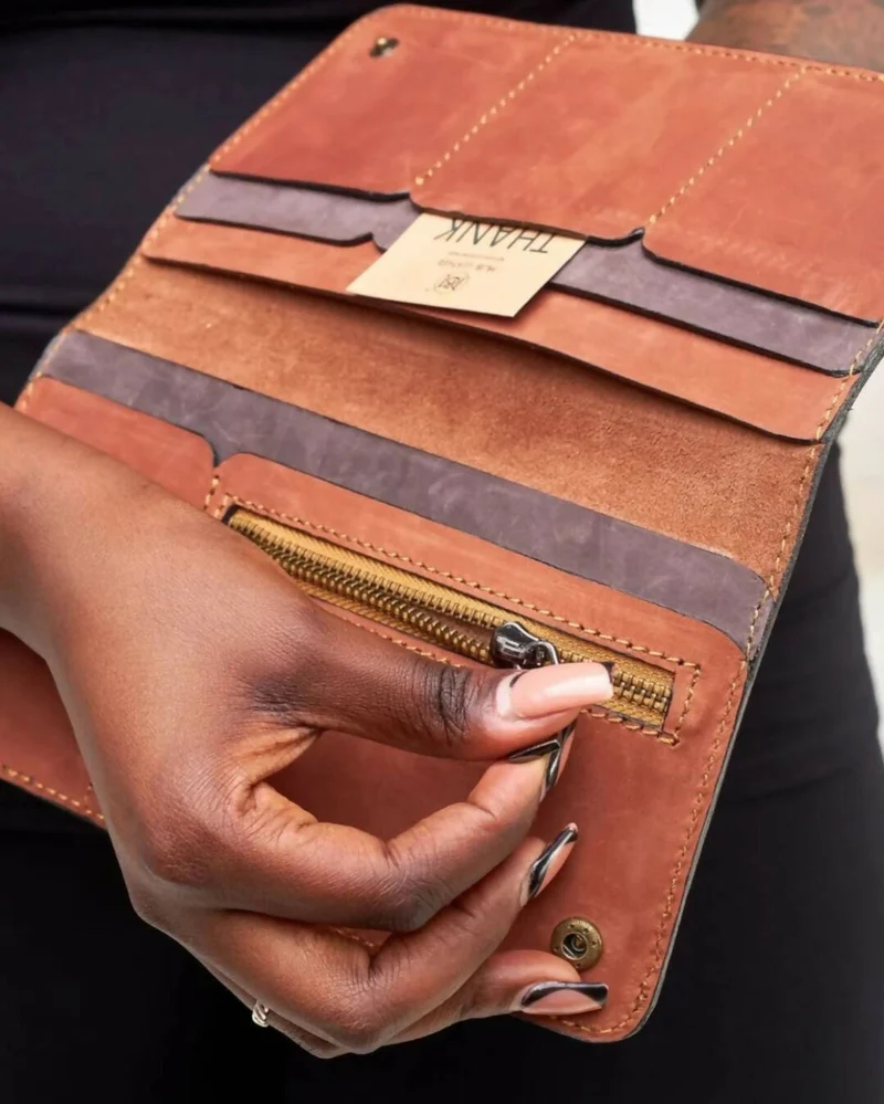 Mubi Leather Kawara Ladies Walllet - Brown