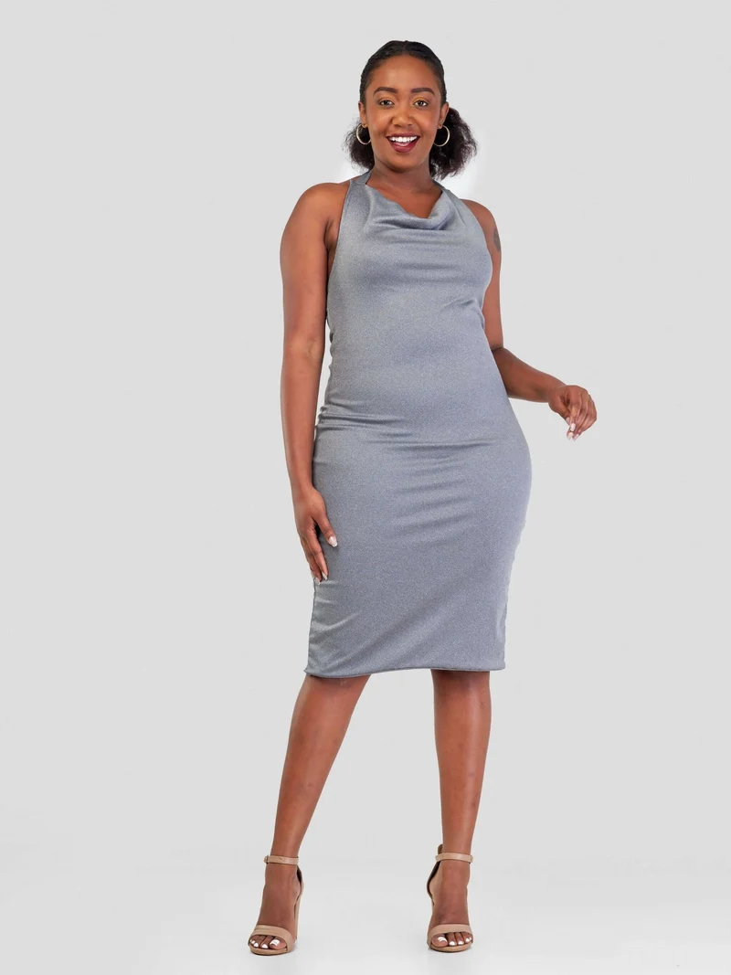Juka Closet Halter Neck Dress - Grey
