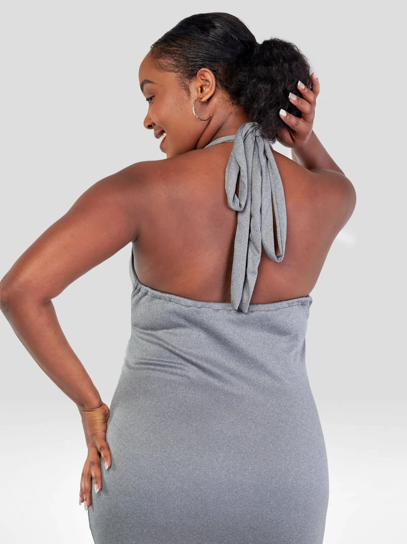 Juka Closet Halter Neck Dress - Grey