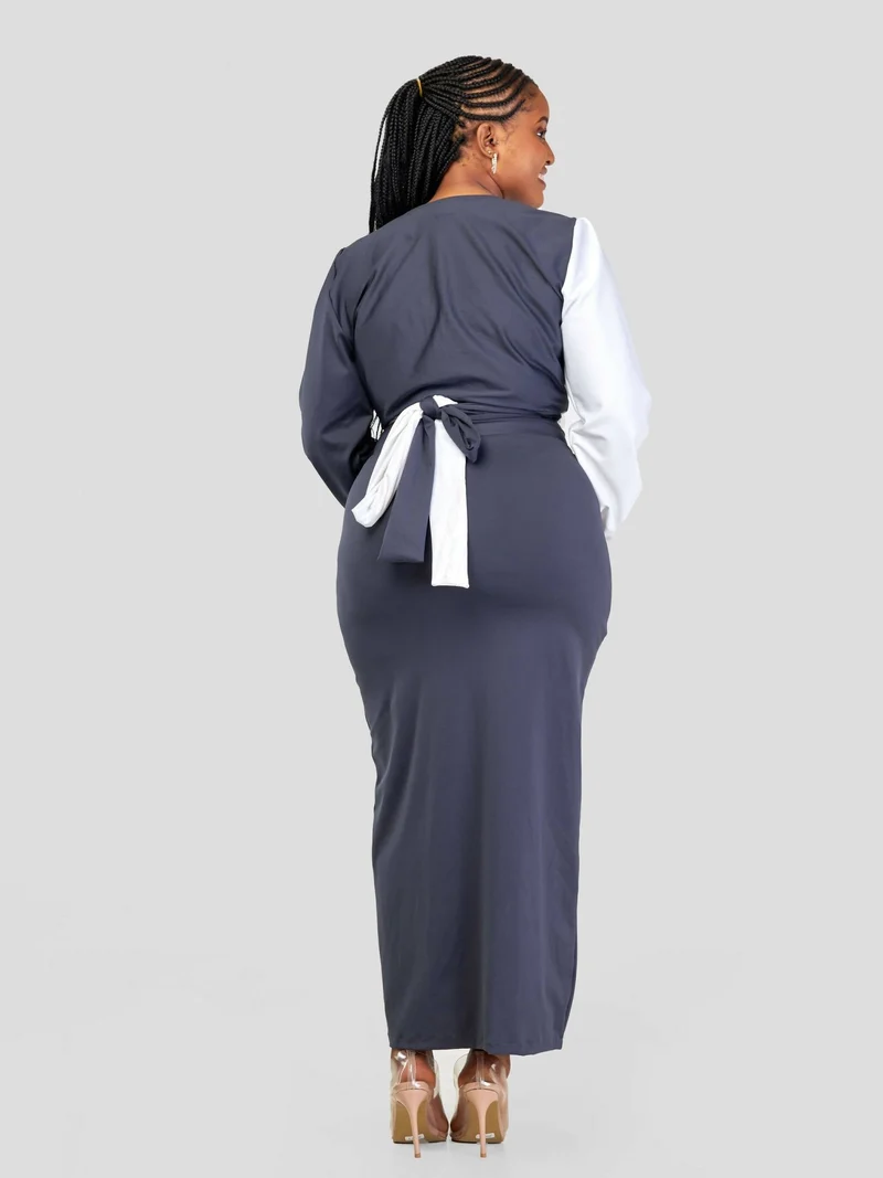 Juka Closet 2 Piece Wrap Top and Skirt - Grey