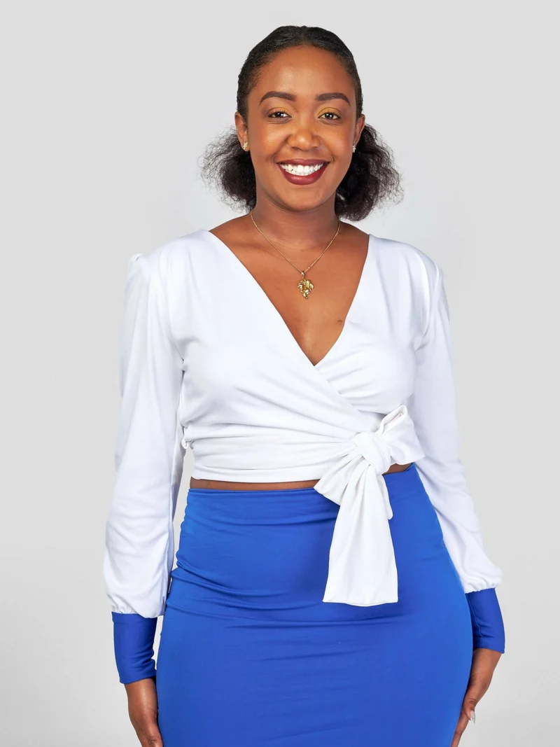 Juka Closet 2 Piece Wrap Top and Skirt - Blue/ White