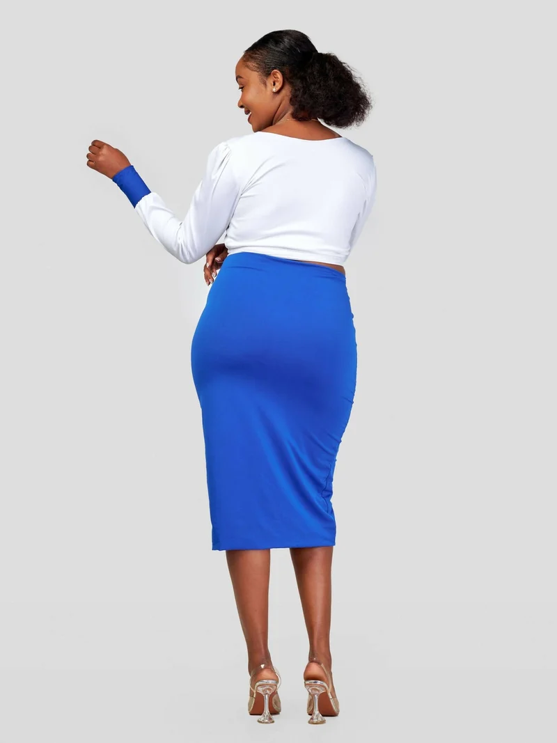 Juka Closet 2 Piece Wrap Top and Skirt - Blue/ White
