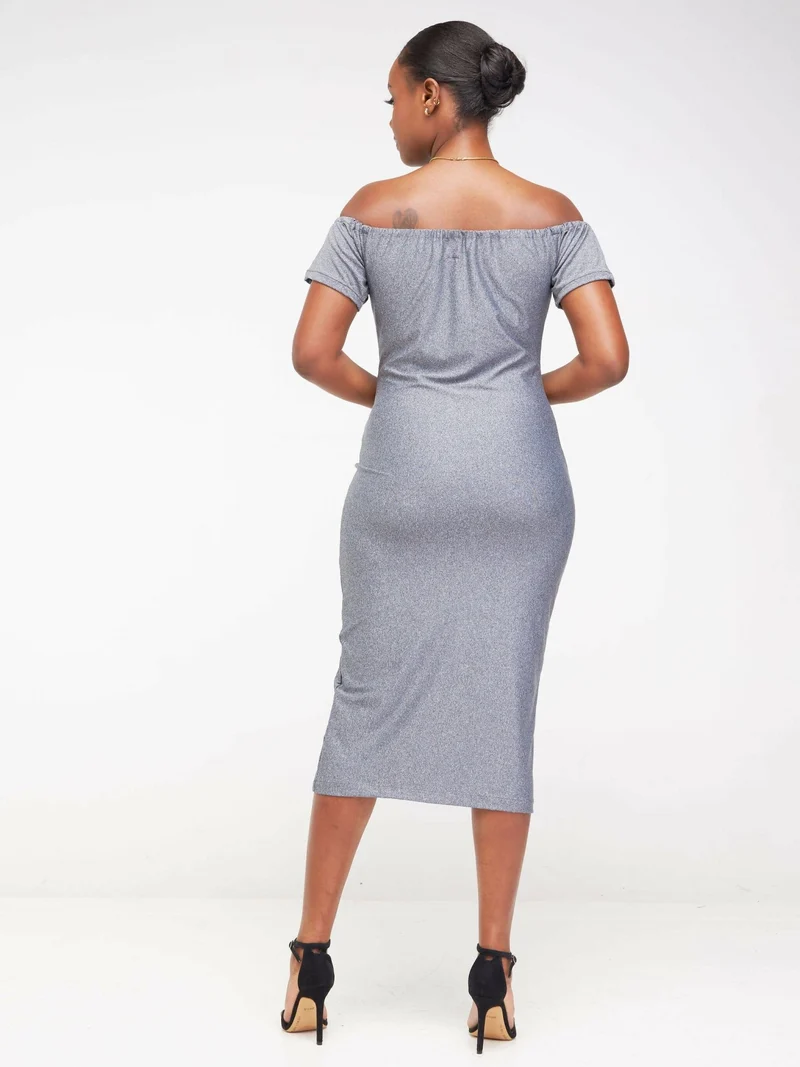 Juka Closet Off Shoulder Dress - Grey