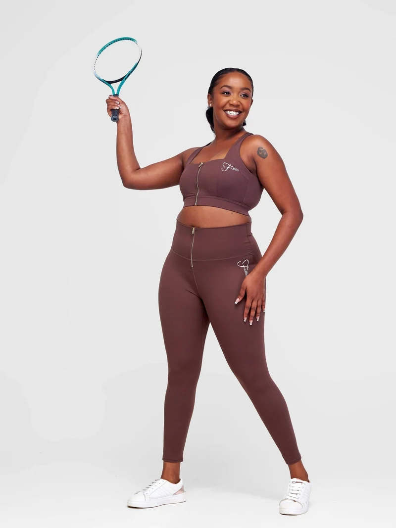 Fabtive Bella Sleeveless Set - Brown