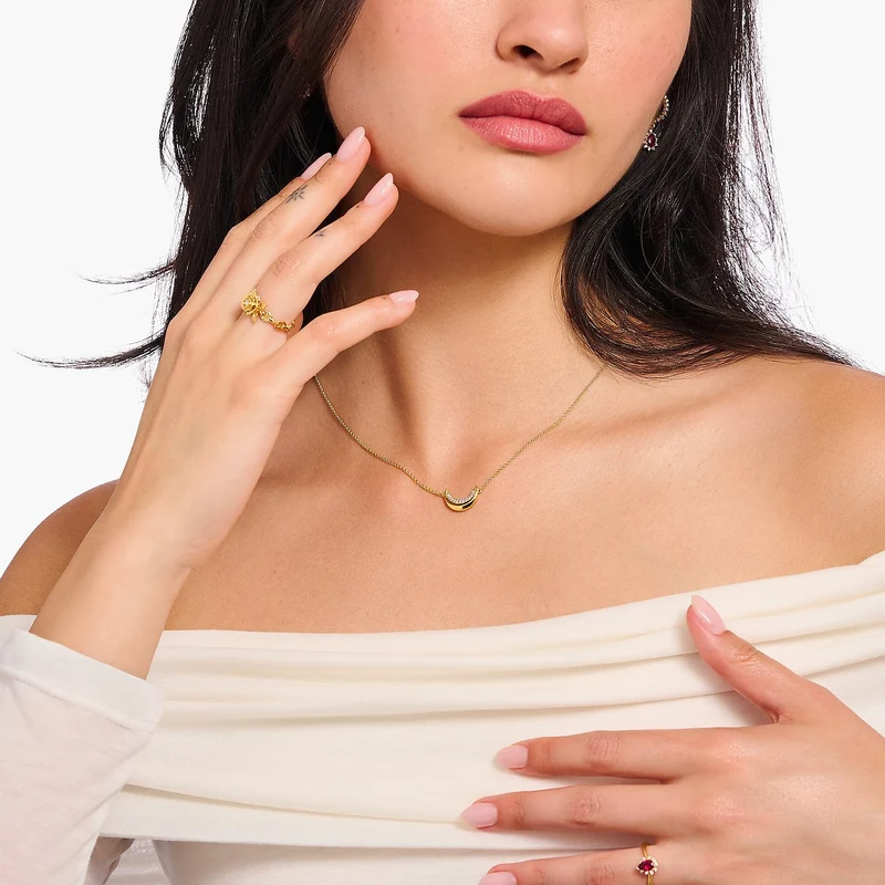 THOMAS SABO Halskette Damen Moon Romance Silber / Goldmodell KE2299‑414‑14‑L45V