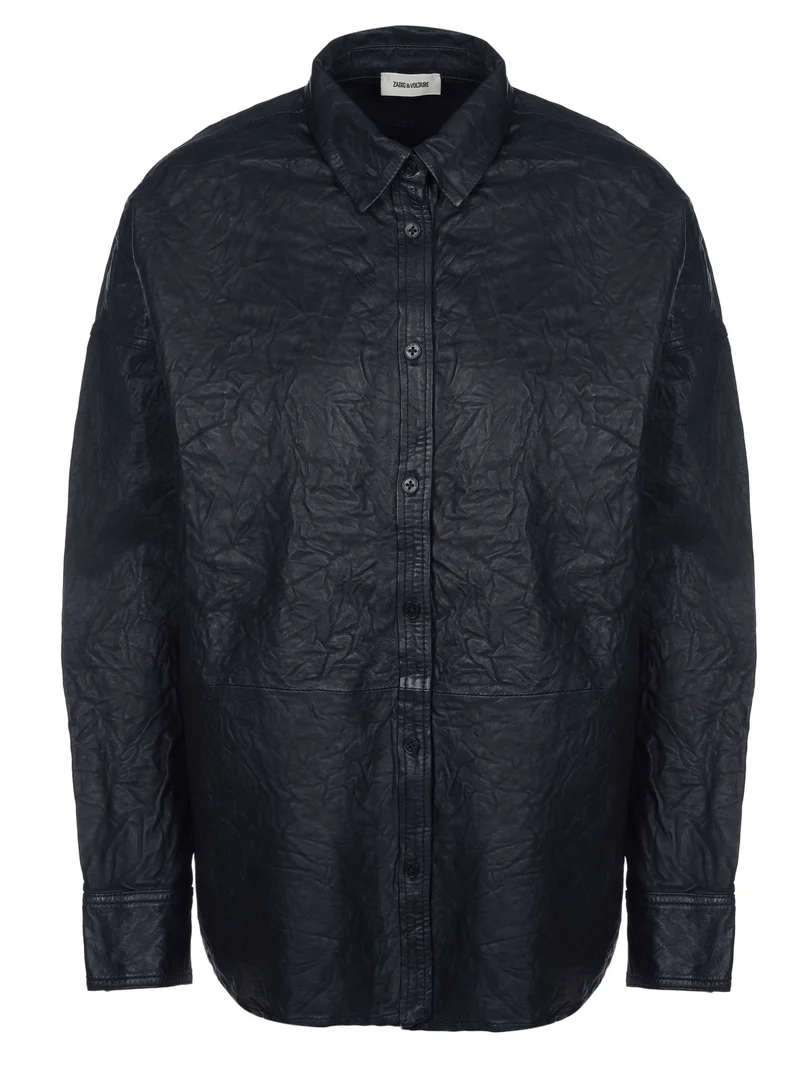 Zadig & Voltaire Bluse TAMARA CUIR FROISSE schwarz