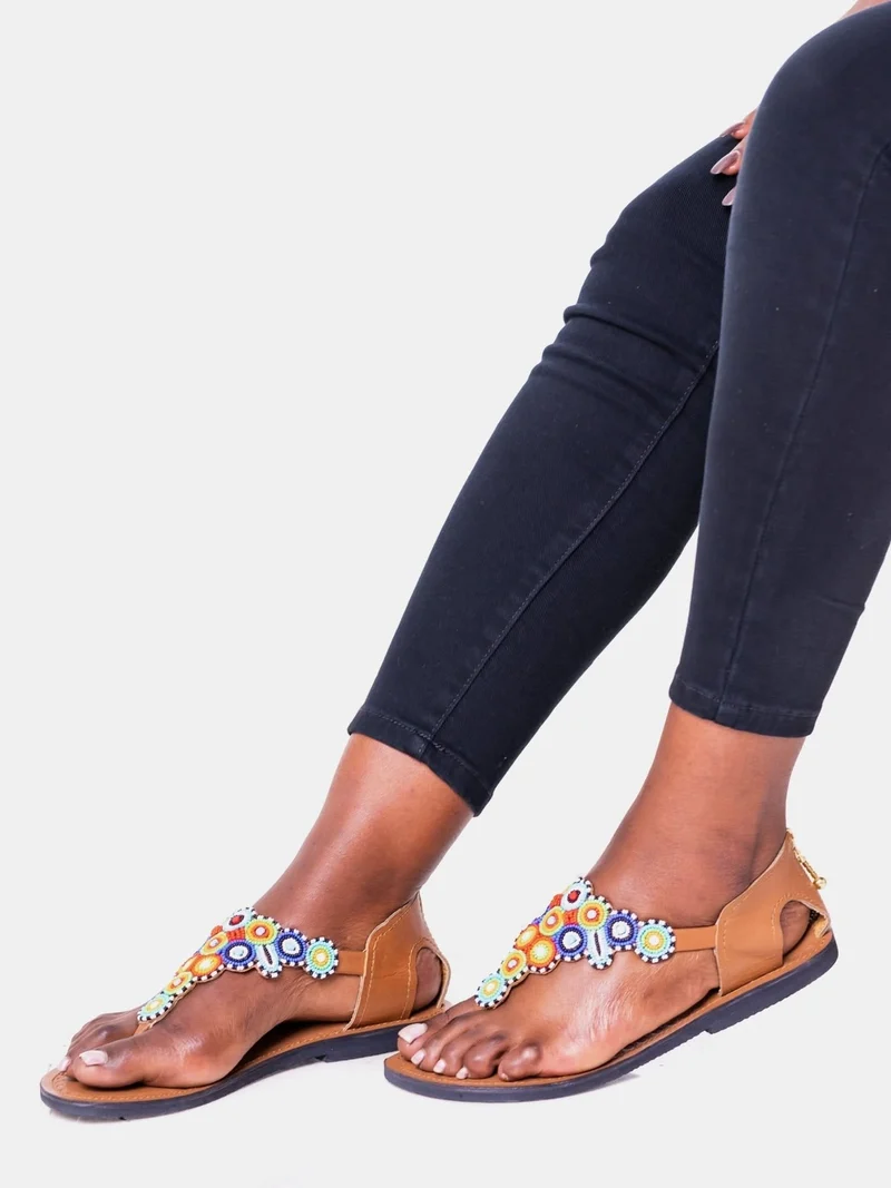 Azu Circle Zip Sandals - Print 1