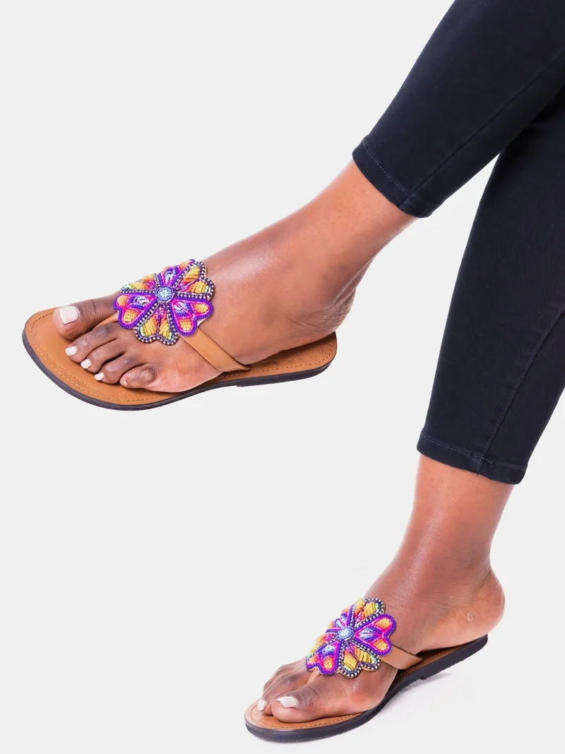 Azu Artichoke Sandals - Blue / Red / Orange Print