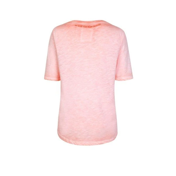 Rundhals T-Shirt mit Frontprint, Rosa