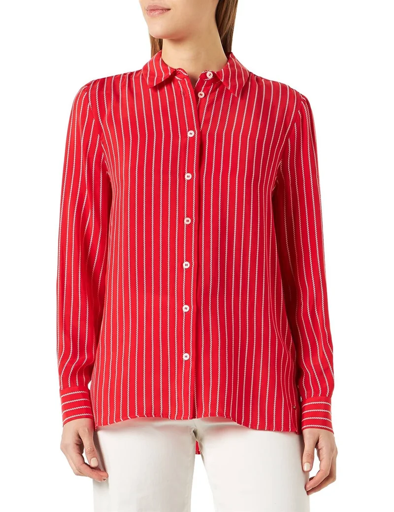 Tommy Hilfiger Damen Cupro Rope STP Rgl Fleur Shrt Casual Shirts