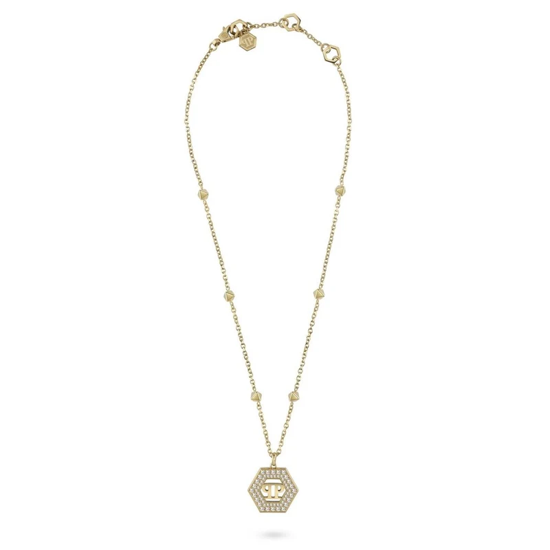 Philipp Plein Damen Halskette mit Anhänger LADY LEGACY Goldfarben, Weiß PJREA11NU