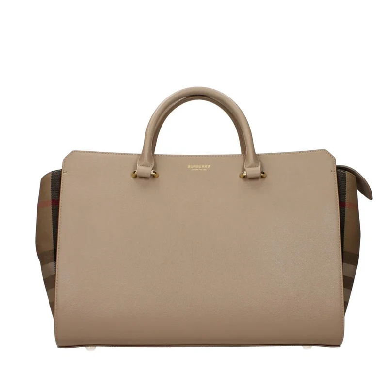 Burberry Damen Henkeltasche Medium Banwell MX Leder Check Canvas Chestnut Beige 80844801