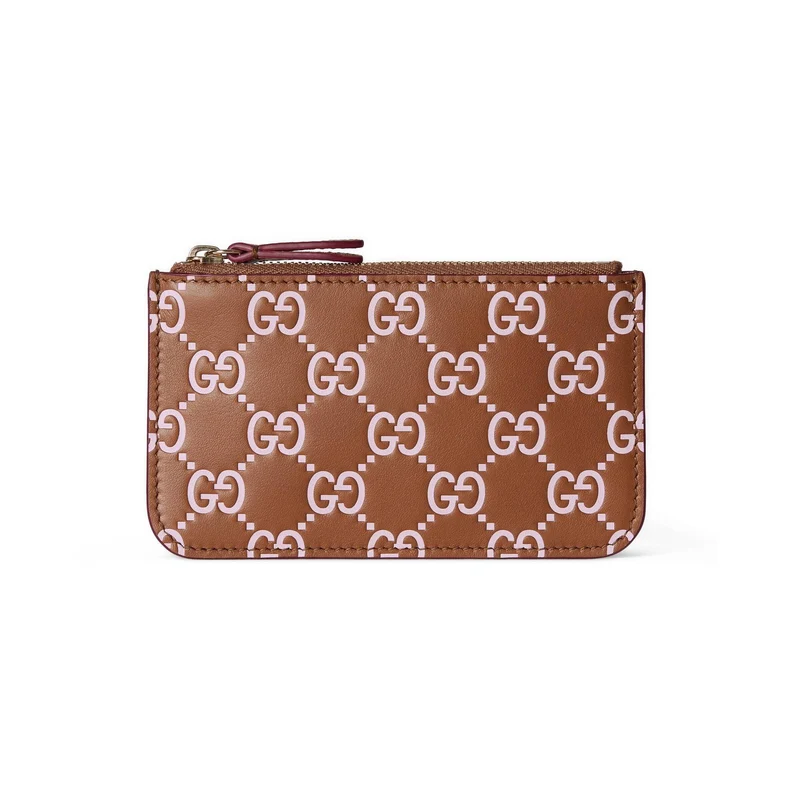 Gucci Schlüsselmäppchen Unisex GG Emblem Key Pouch Brown/Pink 847205-AAFNA-8849