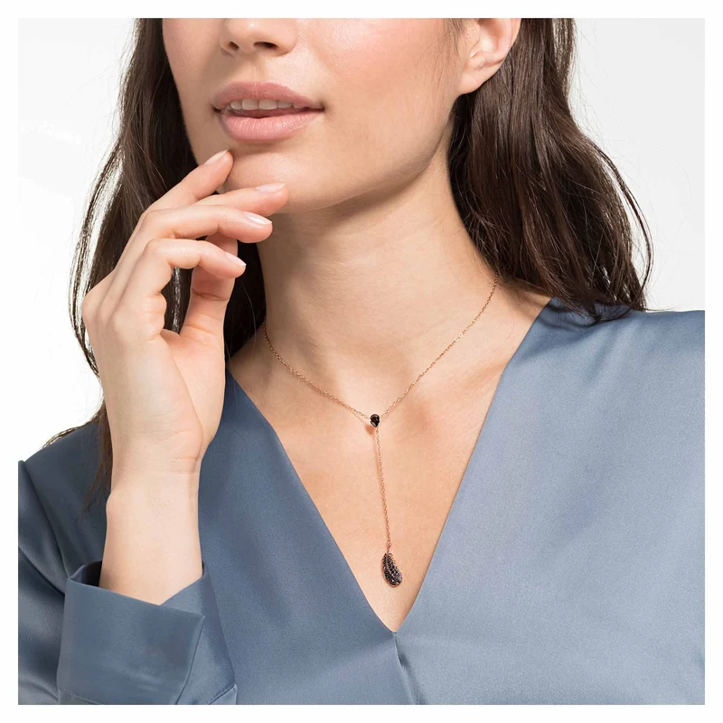 Swarovski Halskette Damen Naughty Y Roségold Schwarz 5495299
