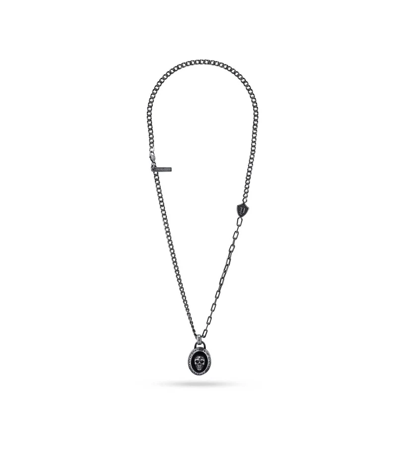 POLICE Herren Kette Silber Totenkopf Anhänger PEAGN2212112