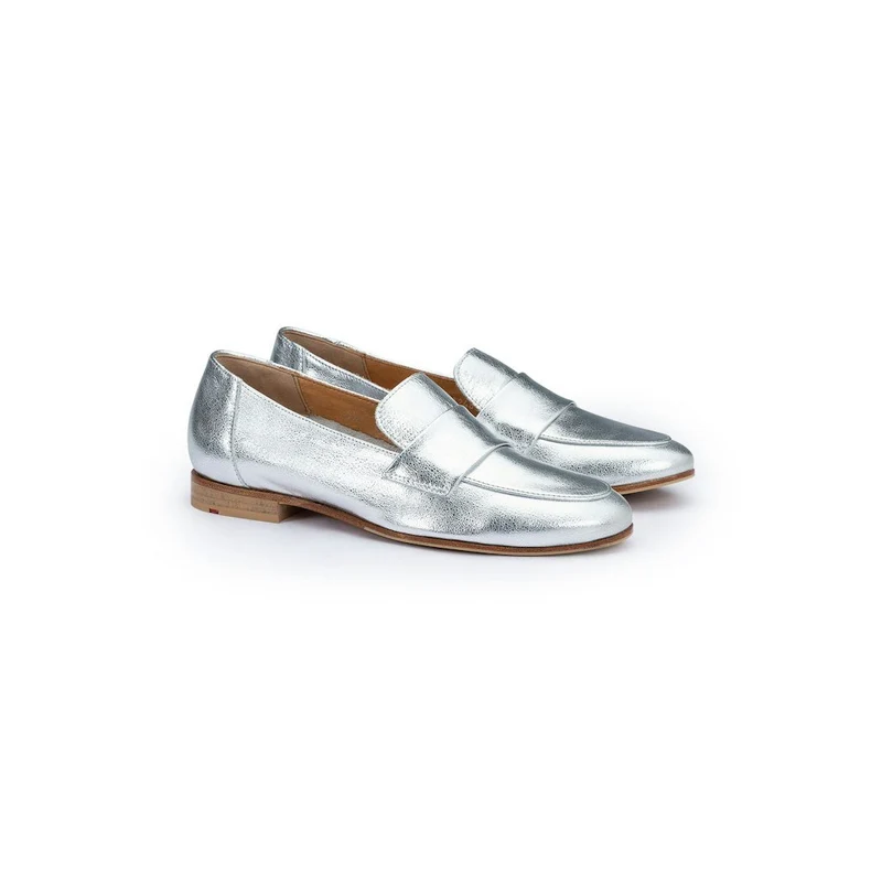 Slipper Mokassin Slipper silber Damen