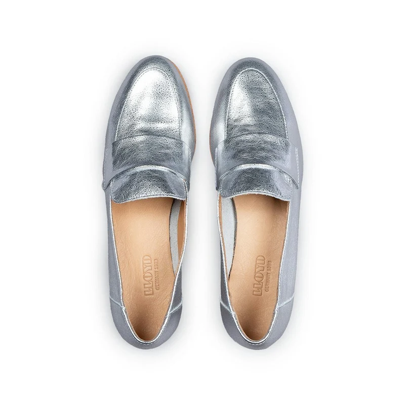Slipper Mokassin Slipper silber Damen