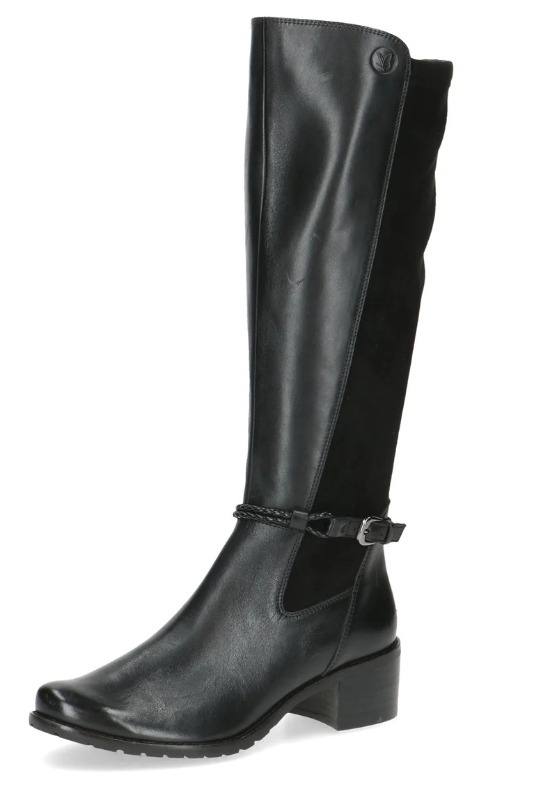 Damen Elegante Stiefel 9-25600-43 Schwarz 019 Black Comb Leder und Textil mit CAP Airmotion