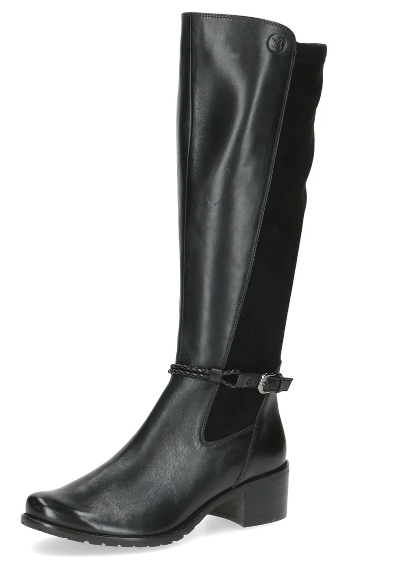 Damen Elegante Stiefel 9-25600-43 Schwarz 019 Black Comb Leder und Textil mit CAP Airmotion