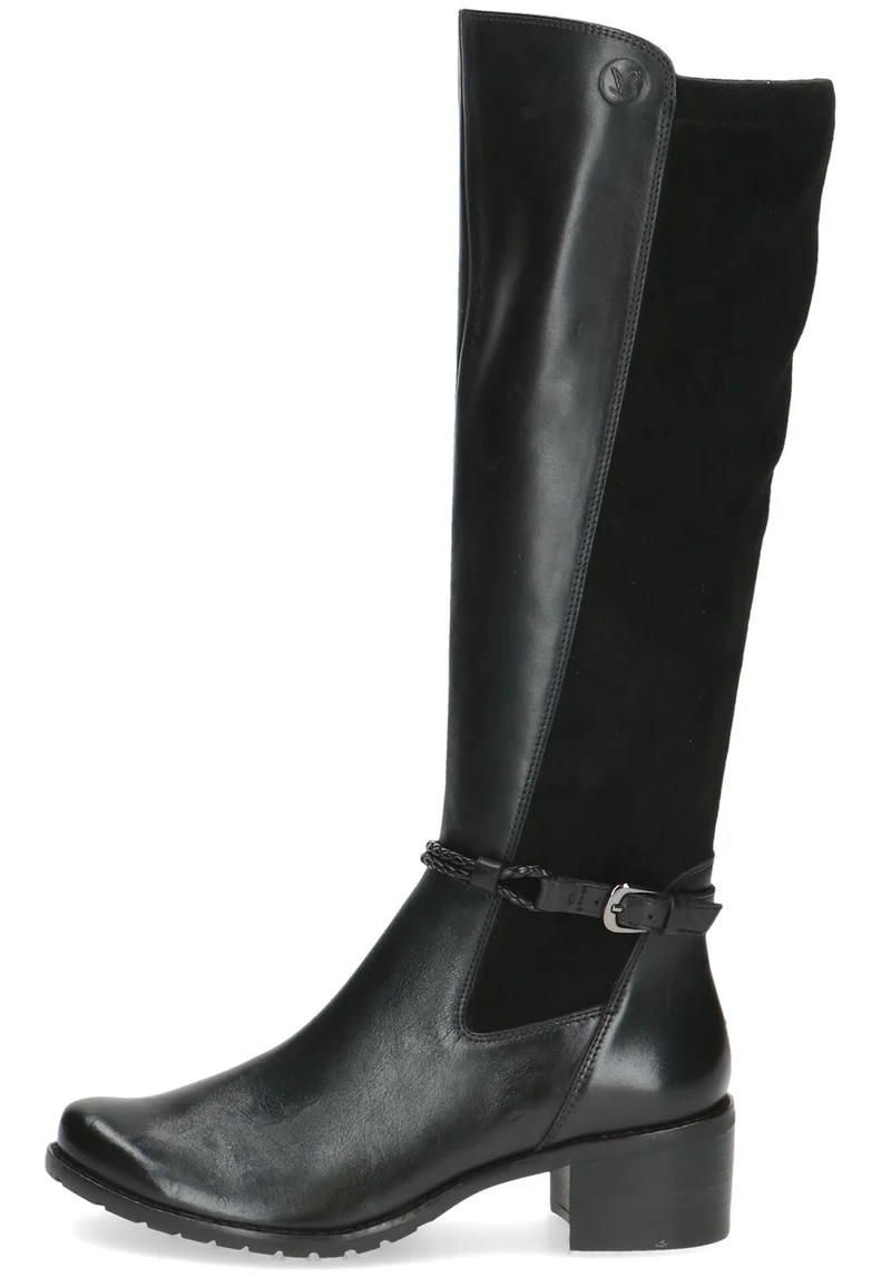 Damen Elegante Stiefel 9-25600-43 Schwarz 019 Black Comb Leder und Textil mit CAP Airmotion