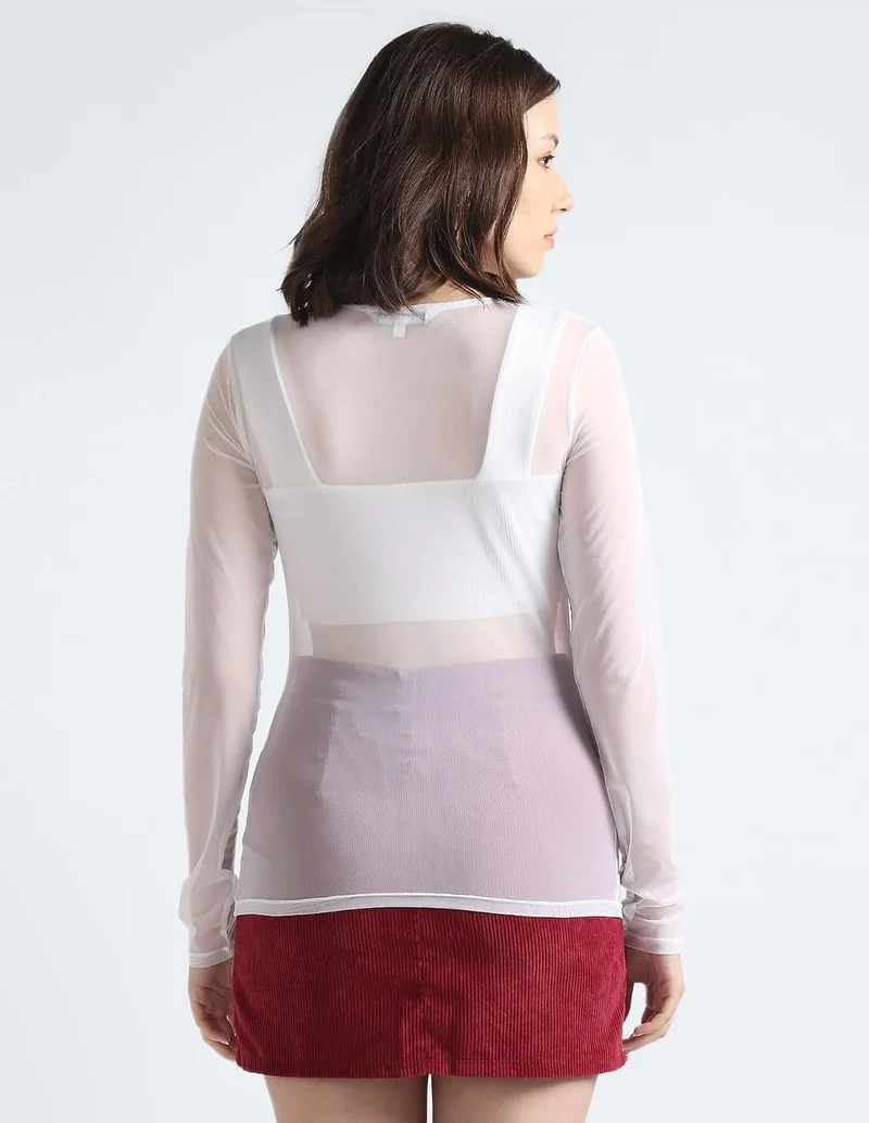 Calvin Klein DIFFUSED GRAPHIC LS MESH T-Shirt weiß
