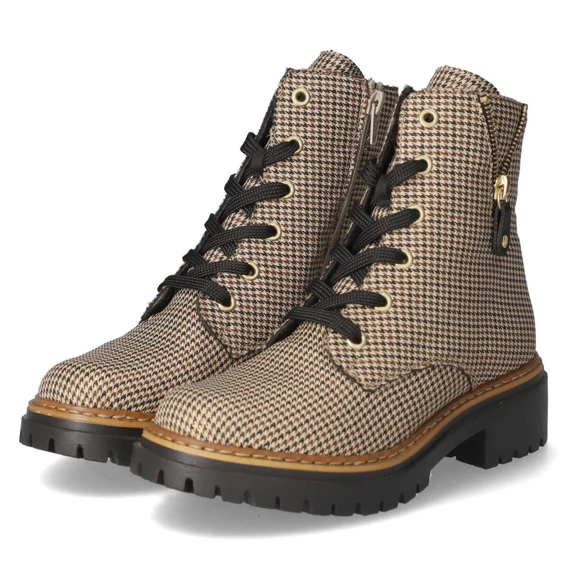 Rieker Damen Schnür-Stiefeletten Beige
