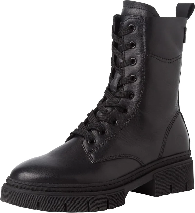 Damen Sportliche Stiefelette 1-25213-43 Schwarz 001 Black Leder mit TOUCH-IT