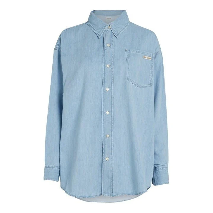 Calvin Klein Damen Bluse Blau