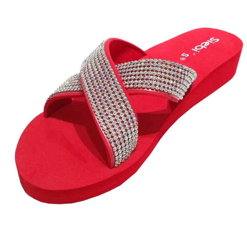 Siebi's Plateau Sandalen Damen Rot
