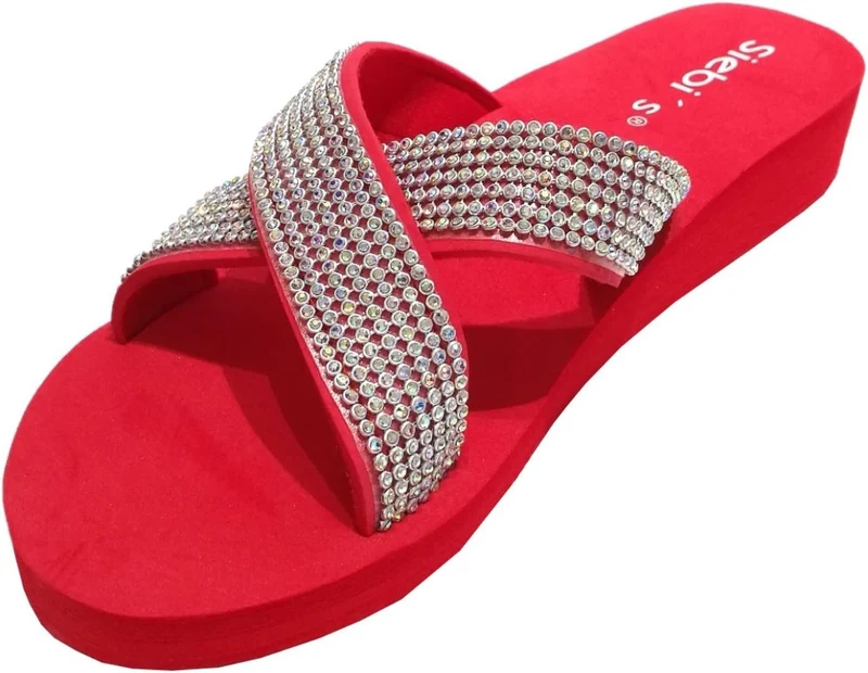 Siebi's Plateau Sandalen Damen Rot