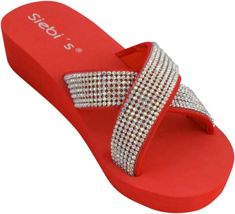 Siebi's Plateau Sandalen Damen Rot