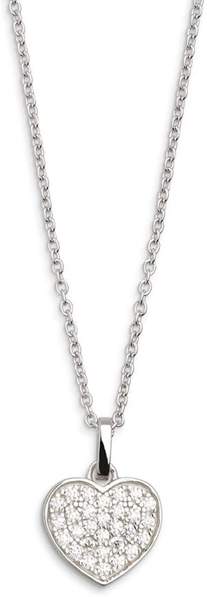 Xenox Damen Halskette mit Herz Anhänger Love Story Herz Zirkonia Silber XS2790