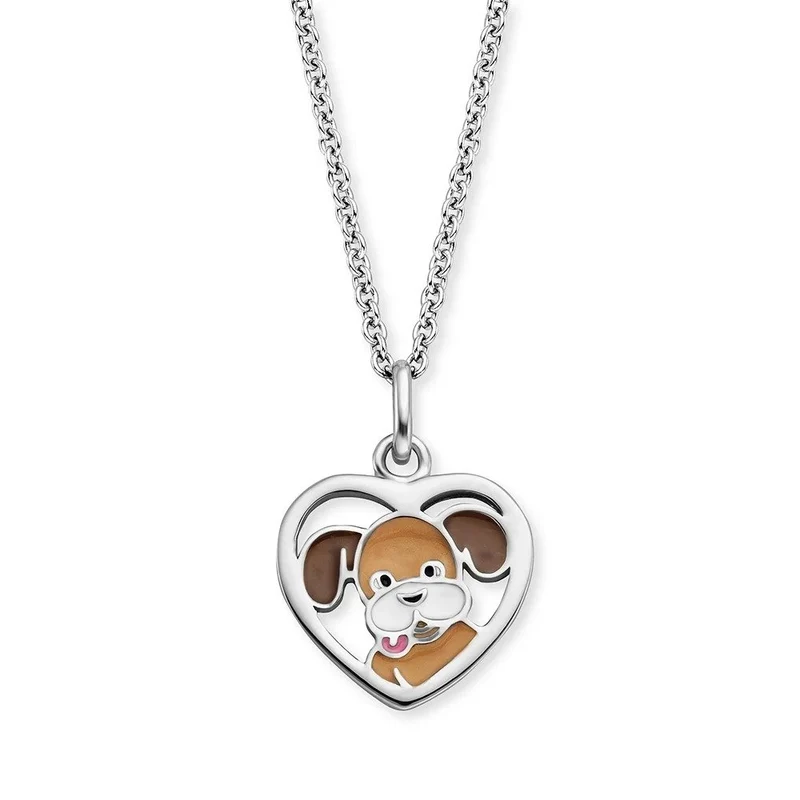Herzengel Kinder Halskette mit Hunde Anhänger Silber HEN-DOG-HEART