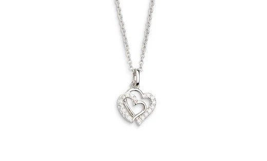 Xenox Damen Halskette mit Zirkonia Herzen Anhänger Collier 45cm Silber XS3418K