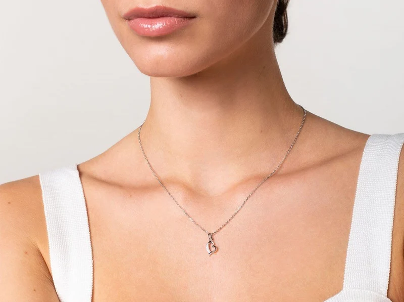 Xenox Damen Halskette mit Zirkonia Herz Anhänger Silber XS3417K