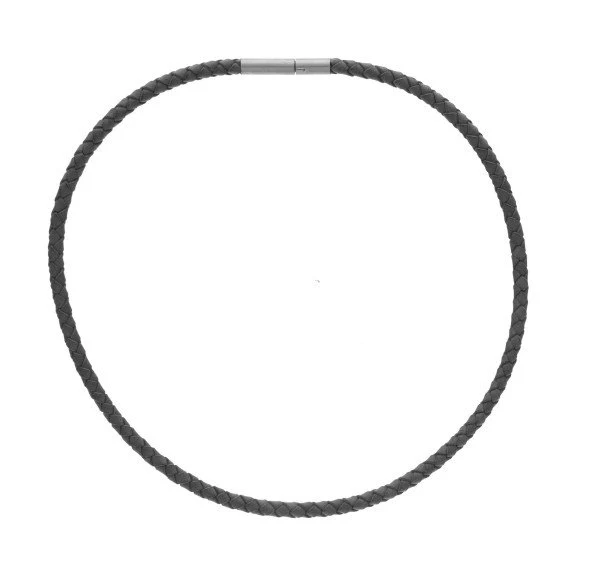 Ernstes Design Damen Halskette Ledergeflecht Collier Schwarz LG4.SW.50