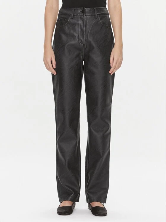 Calvin Klein FAUX LEATHER HIGH RISE STRAIGHT Schwarz