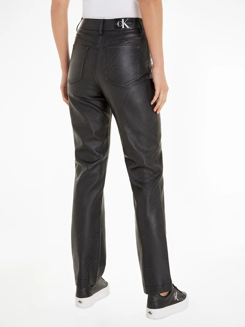 Calvin Klein FAUX LEATHER HIGH RISE STRAIGHT Schwarz
