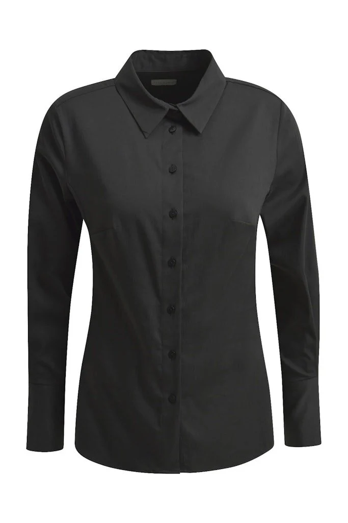 Milano Knopfleisten Langarmshirt schwarz