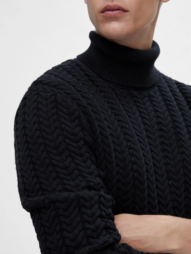 Selected Rollkragenpullover Blau