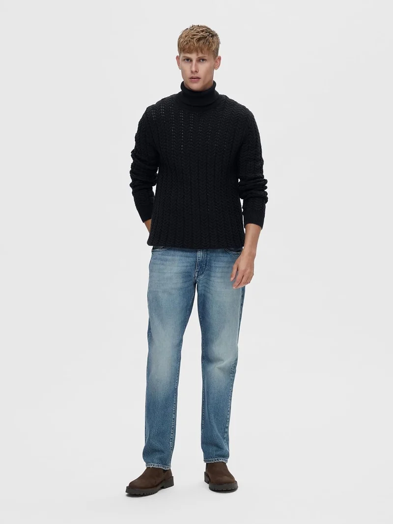 Selected Rollkragenpullover Blau