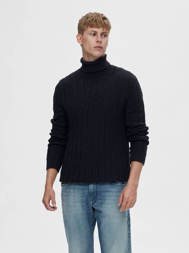 Selected Rollkragenpullover Blau