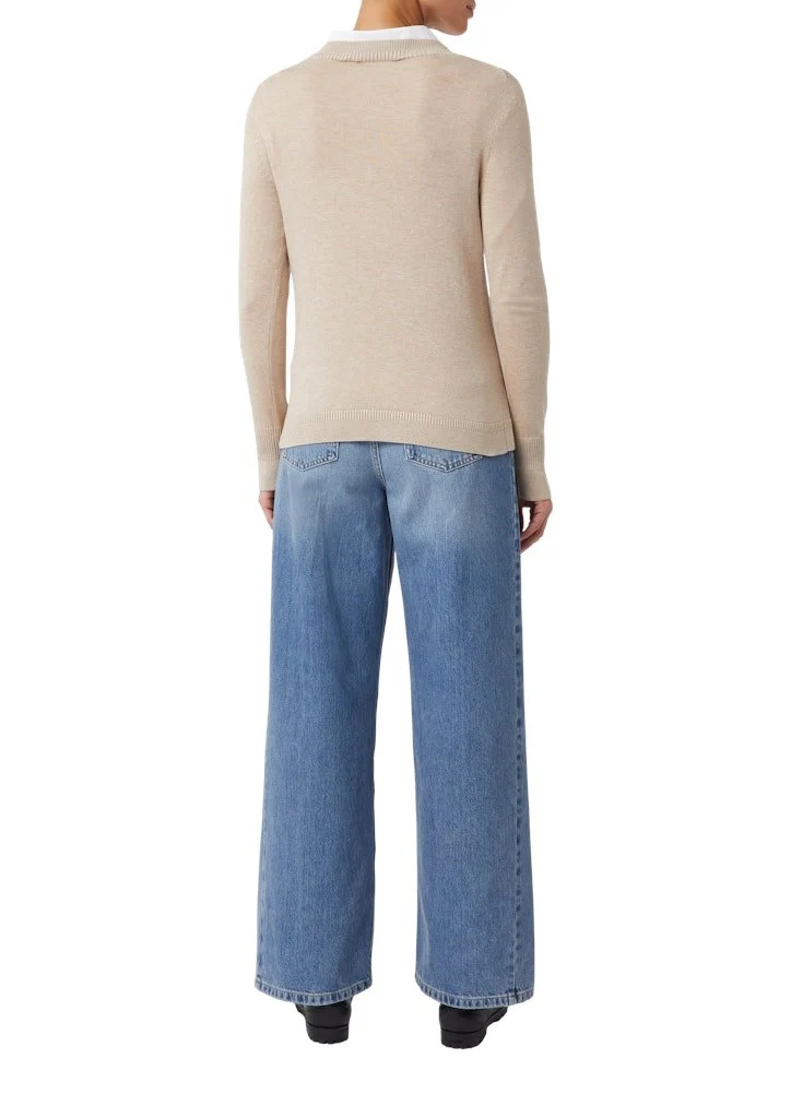 Comma V-Kragen Pullover braun