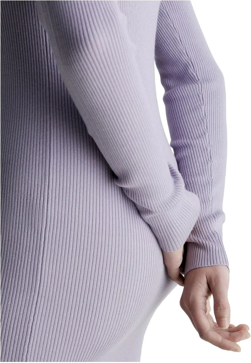 BADGE ROLL NECK SWEATER DRESS