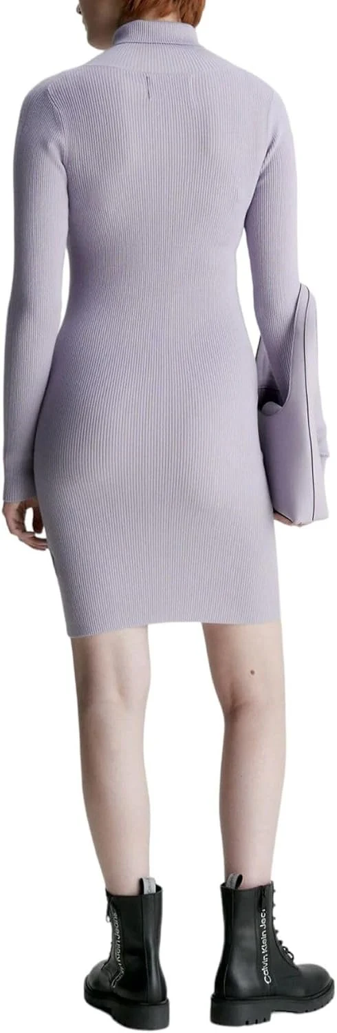 BADGE ROLL NECK SWEATER DRESS