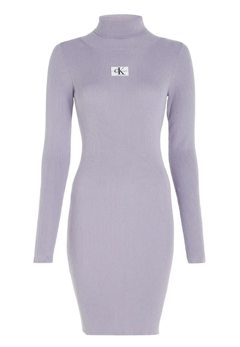 BADGE ROLL NECK SWEATER DRESS
