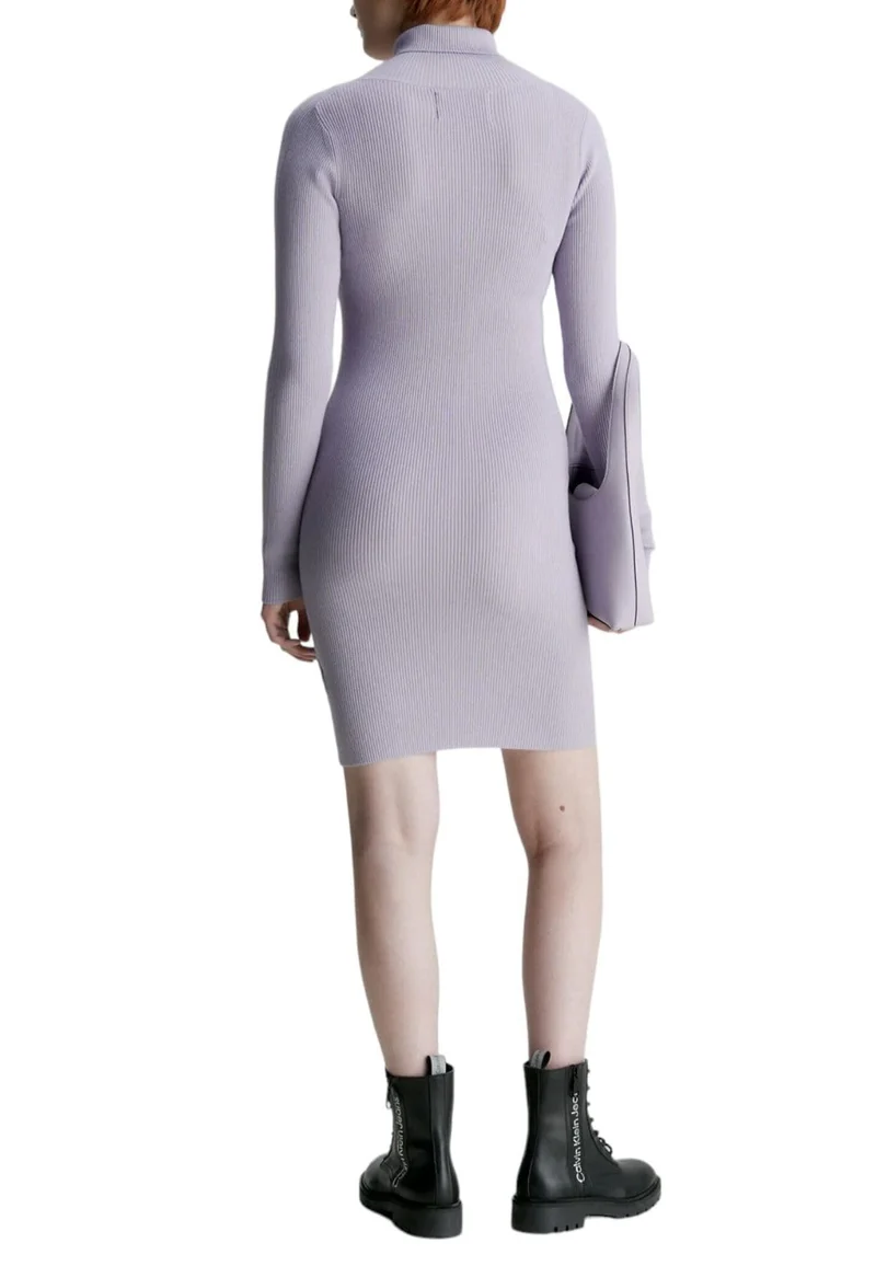 BADGE ROLL NECK SWEATER DRESS