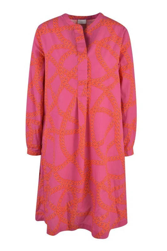 Smith and Soul DRESS WITH SHORT COVERED BUTTON PLA rot